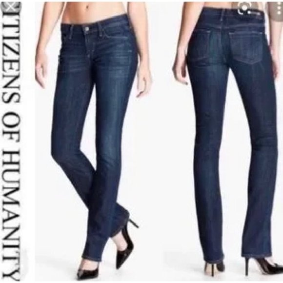 Citizens Of Humanity Denim - CITIZENS of HUMANITY Dark Wash AVA Low Rise Straight Leg Blue Denim Jeans-25